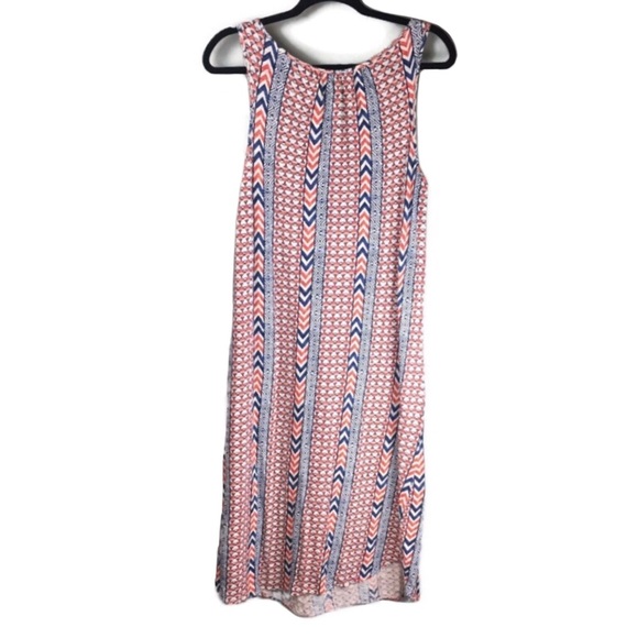 Lucky Brand Chevron Print Curved Hem Sleeveless Scoopneck Midi Sun Dress Small - Picture 2 of 9